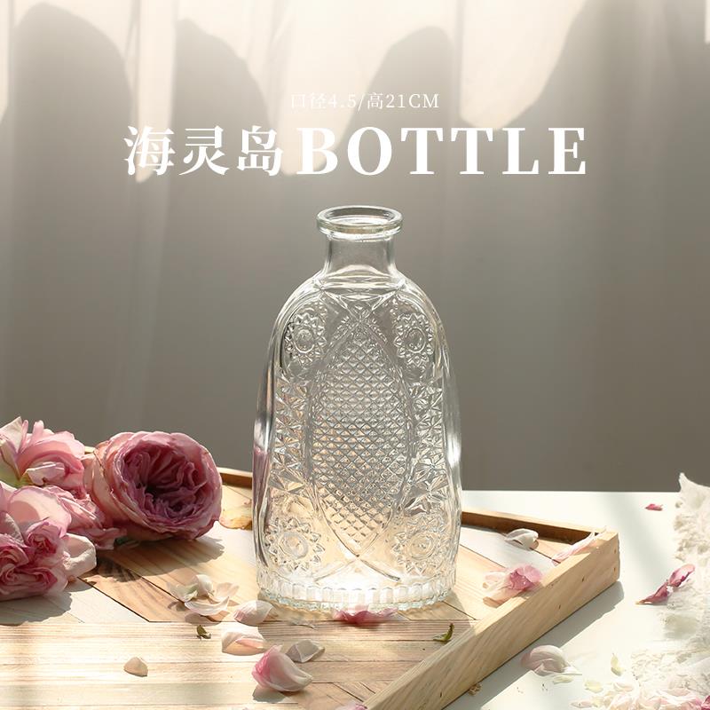 Maceta de estilo nórdico para decoración del hogar, Mini florero de vidrio, decoración transparente para sala de estar, romántico francés: L