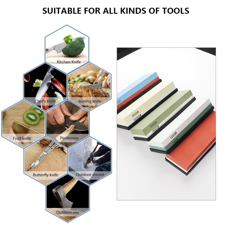 White Corundum Double-sided Whetstone Knife Sharpener Whetstone Sharpening Stones Grinding Stone Kitchen Tool 2-IN-1