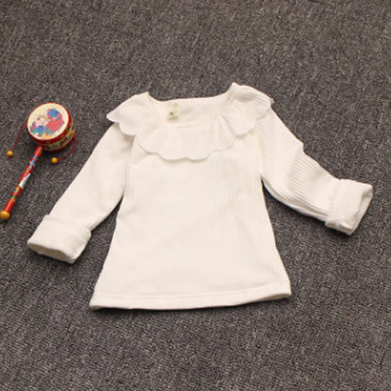 Meisjes tops rendering plus fluwelen gewatteerde jas baby katoenen shirt falbala wilde jas meisjes sweater winter kleding: white / 18m