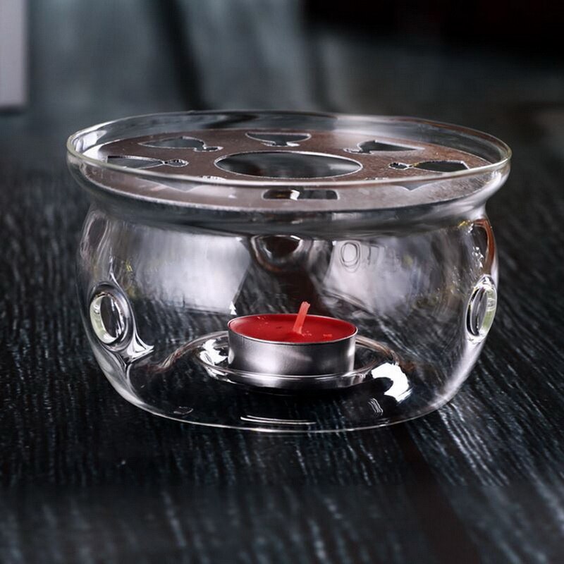 Mini draagbare theepothouder met doorzichtige voet, koffiewater thee warmer, kaarsenhouder van glas, hittebestendige theepot warmer, isolatievoet