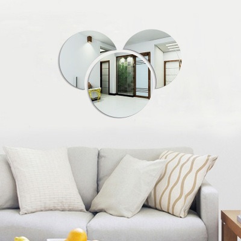 Espelho 3d efeito adesivo de parede decoração de fundo combinação redonda espelhos decorativos adesivo banheiro mão lavar papel parede