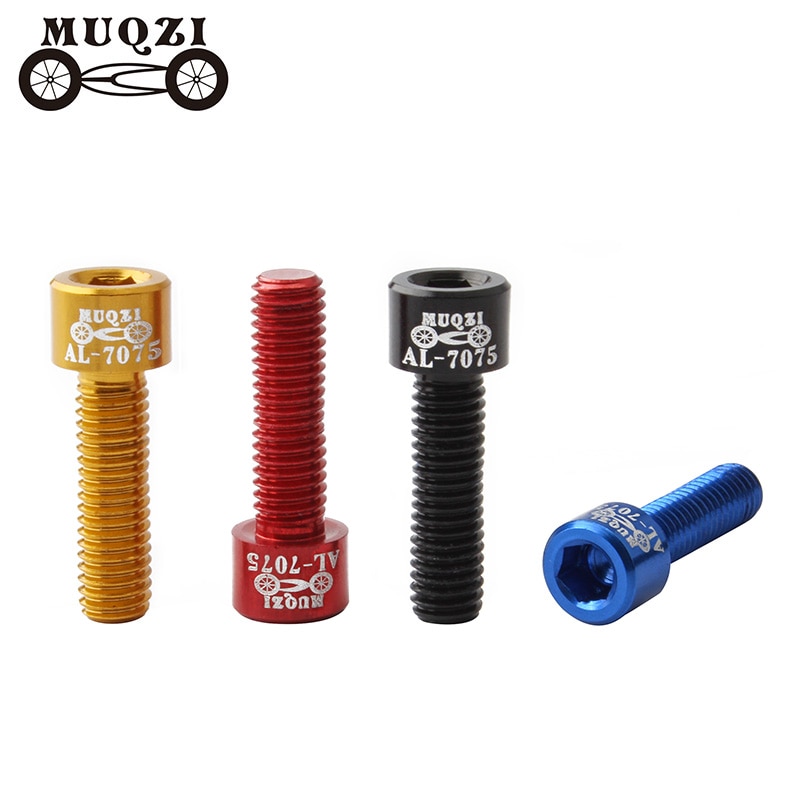 Muqzi-parafuso de haste de bicicleta m5 x 17mm, 4 peças, ultraleve, liga de alumínio 7075, peças fixas para guidão de montanha e estrada