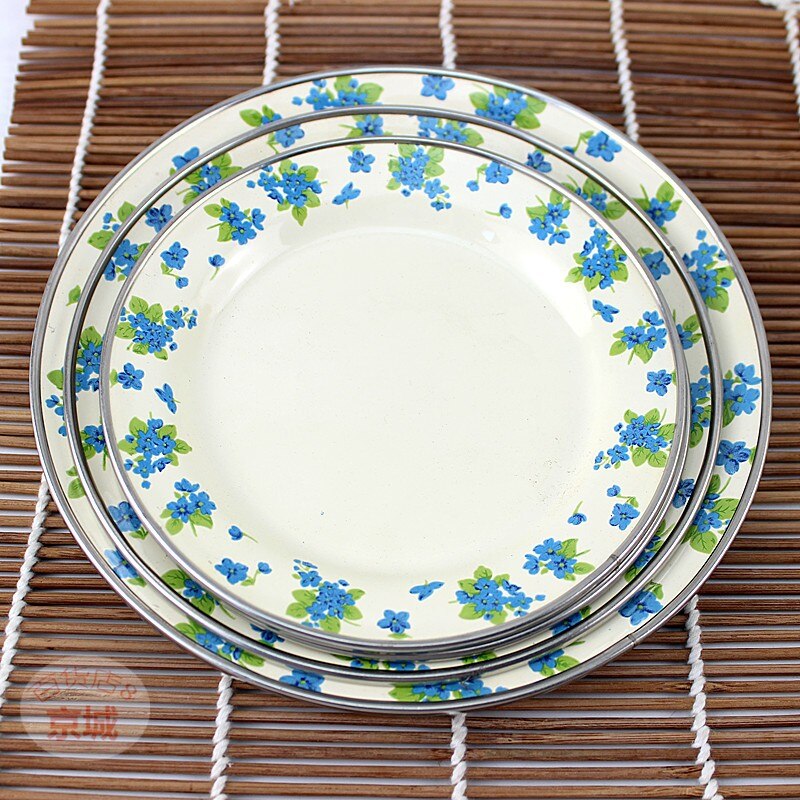Enamel plate, enamel Western dish, Chinese enamel plate. 10 pieces / 1 package.