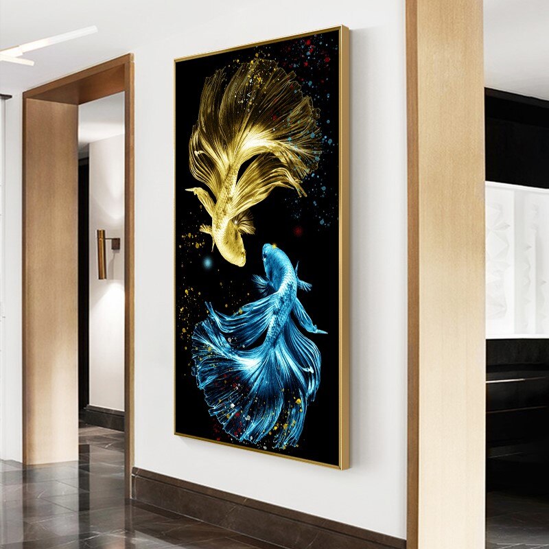 50X90cm Needlework,100% Printed Cross stitch,Sets For Embroidery kit Full Cross-Stitching Cotton&Silk floss Blue Fish