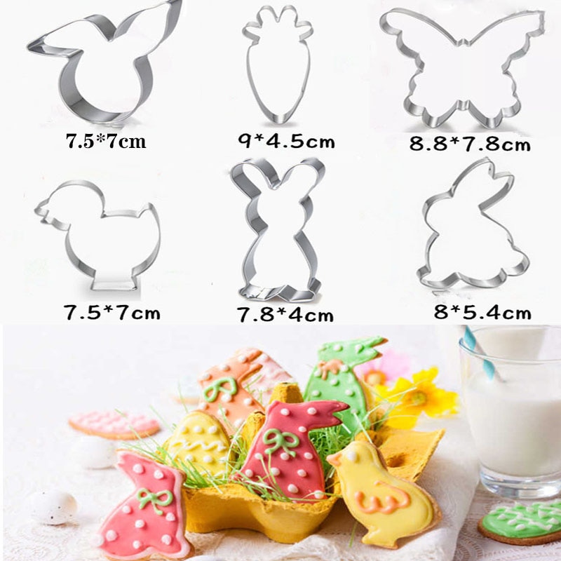9 Vormen Konijn Roestvrij Stalen Mal Pasen Ei Keuken Accessoires 3D Cookie Cutter Diy Bakken Decor Pastry Modelling Gereedschap