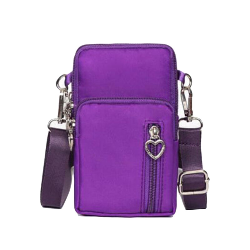 Woman Messenger Bag Mini Shoulder Bag Diagonal Multi-Function Mobile Phone Bag Outdoor Earphone Pouch Sports Bag: Purple L