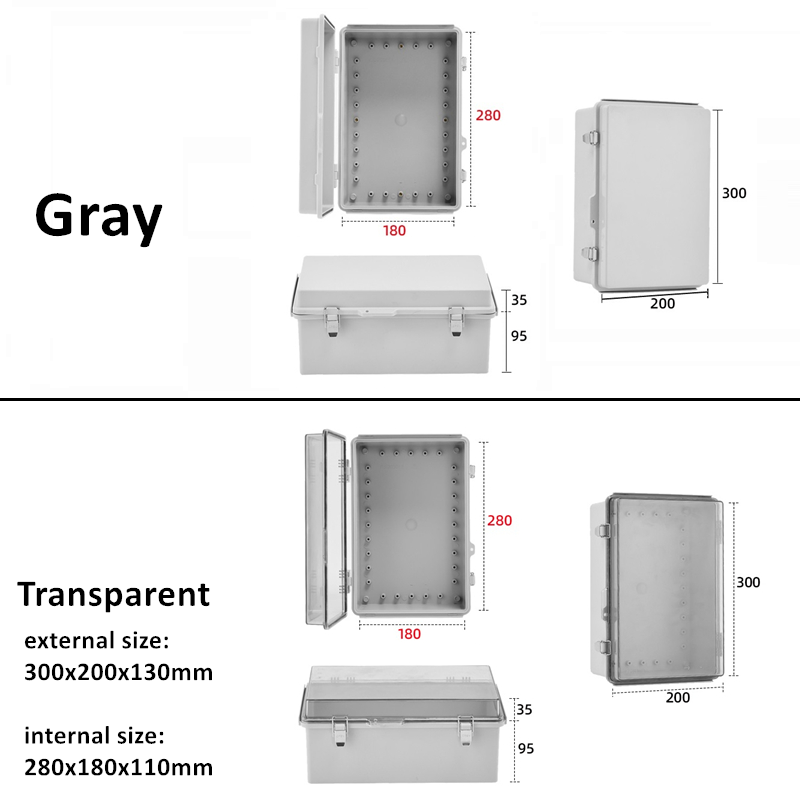 IP67 Waterproof Gray/Transparent Cover Enclosure Junction Box ABS Plastic Outdoor Electronic Instrument Hinge Case Fast