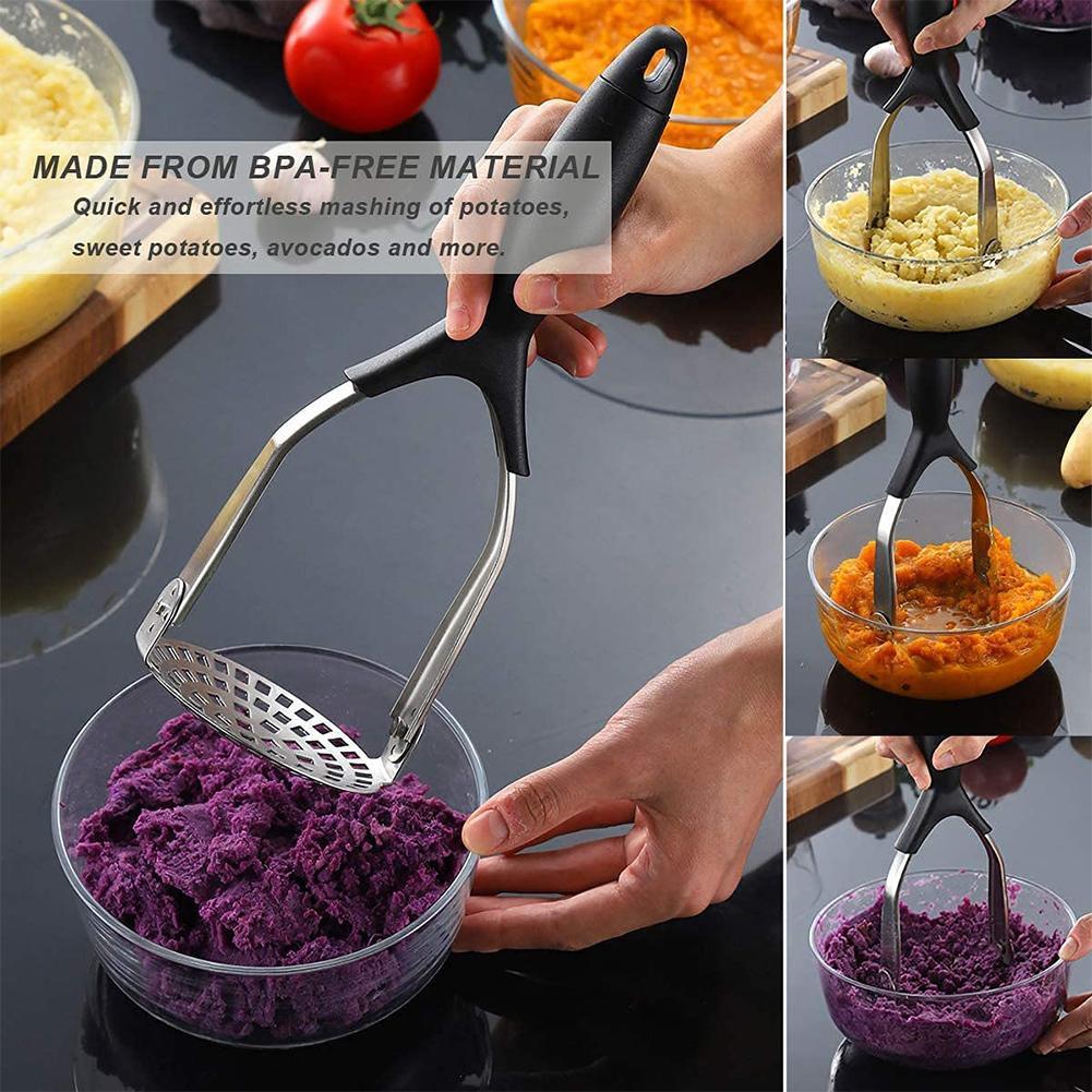 Steel Potato Masher With Broad Mashing Plate For Smooth Mashed Potatoes Fruit Vegetable Pressed Maker Puree Squeezer