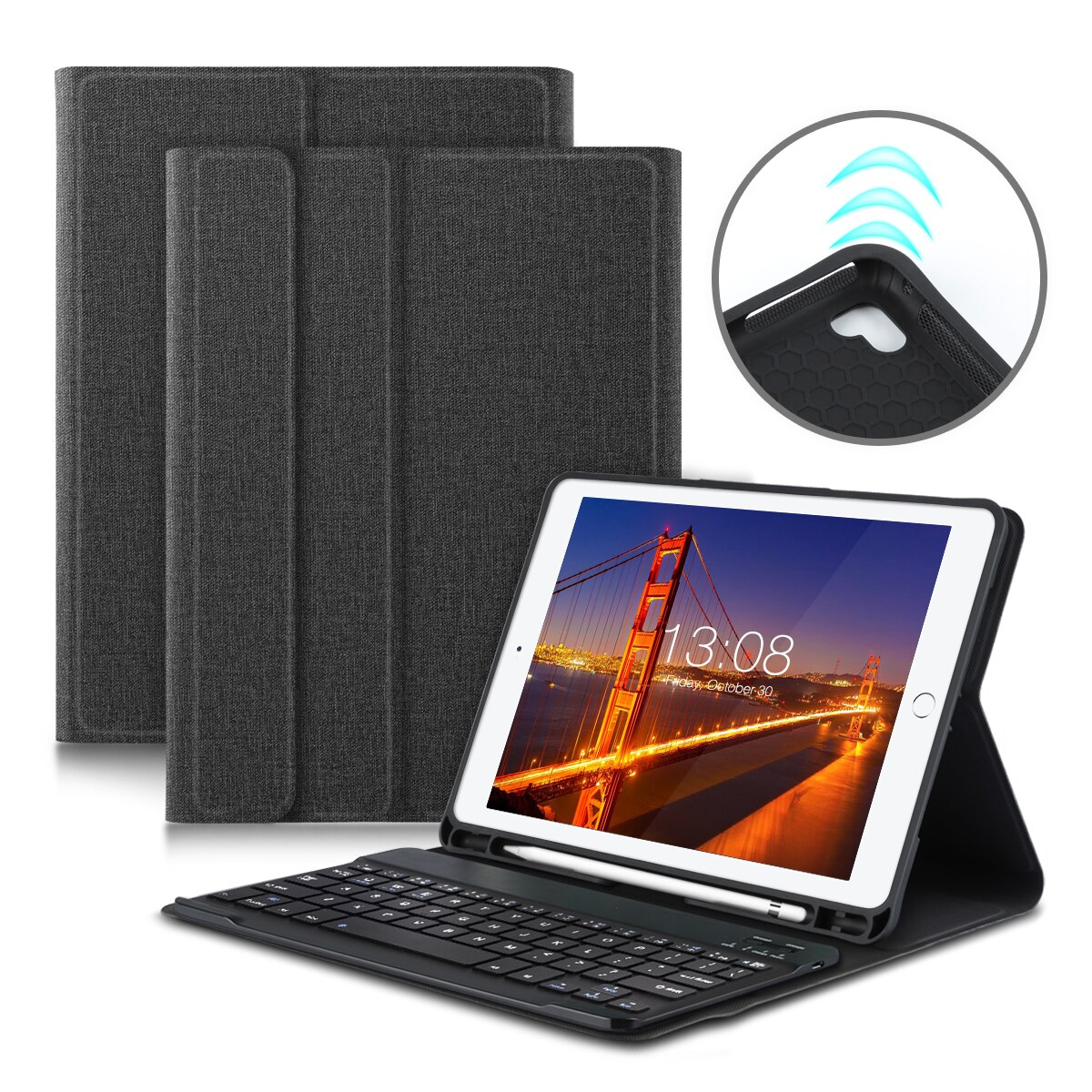 For iPad 9.7 5th 6th Gernation Case Keyboard For iPad For iPad Pro with Pencil Holder QWERTY AZERTY Bluetooth Keyboard