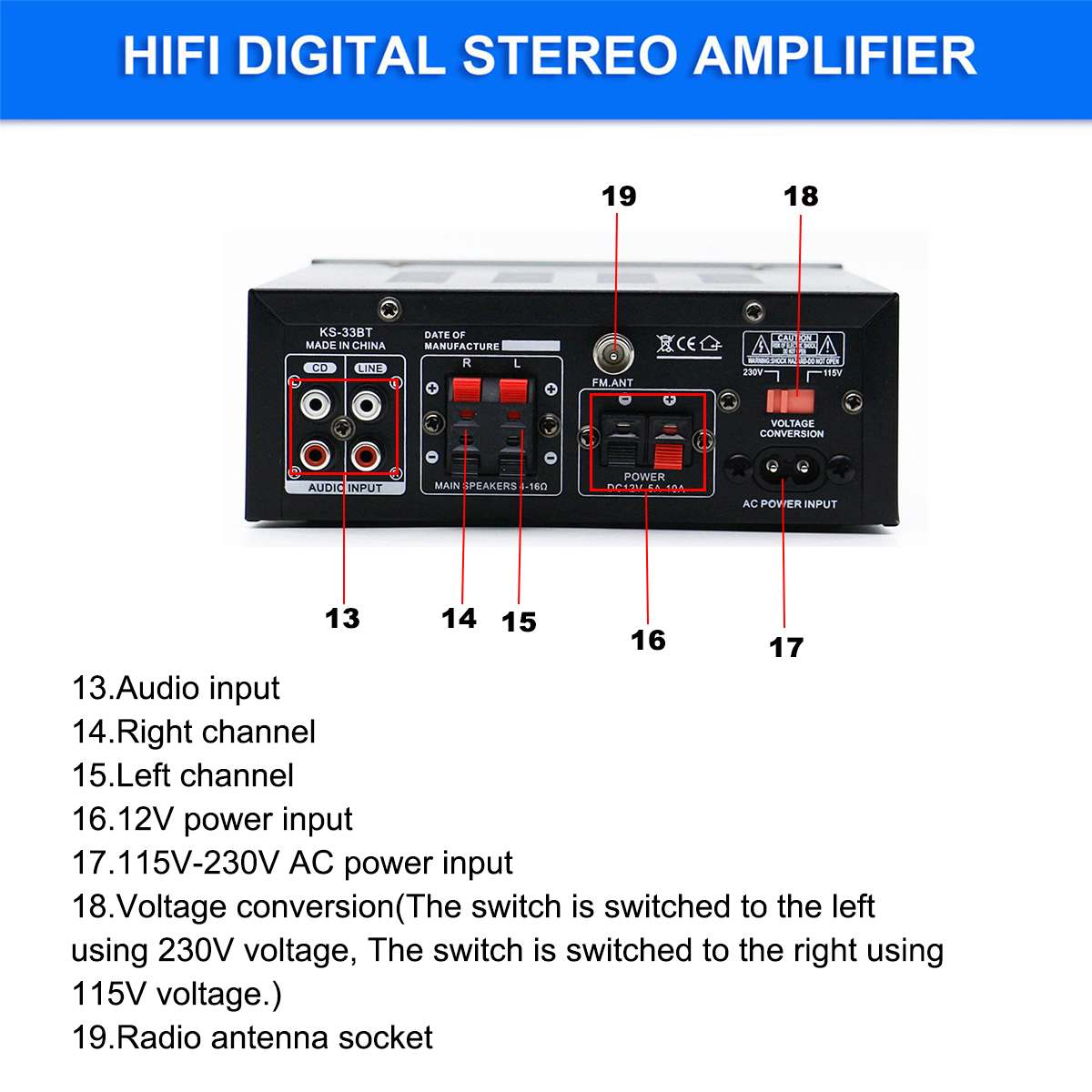 Hause Verstärker Audio 220V Bass Audio Power Bluetooth Digital Verstärker Hifi FM USB SD LED 1000W für Subwoofer lautsprecher