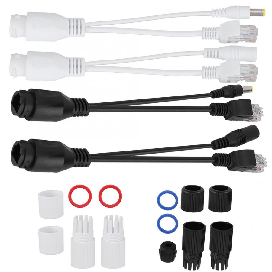 Datakontakter dc-kontakt 12v strøm over ethernet passiv poe adapter kabel splitter injektor vanntett datakabel