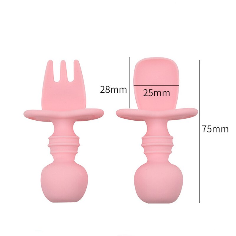 Baby silikon lecken gabel löffel Baby ausbildung Raubtier gabel löffel kurzen griff lernen zu molaren artefakt silikon weiche gabel löffel