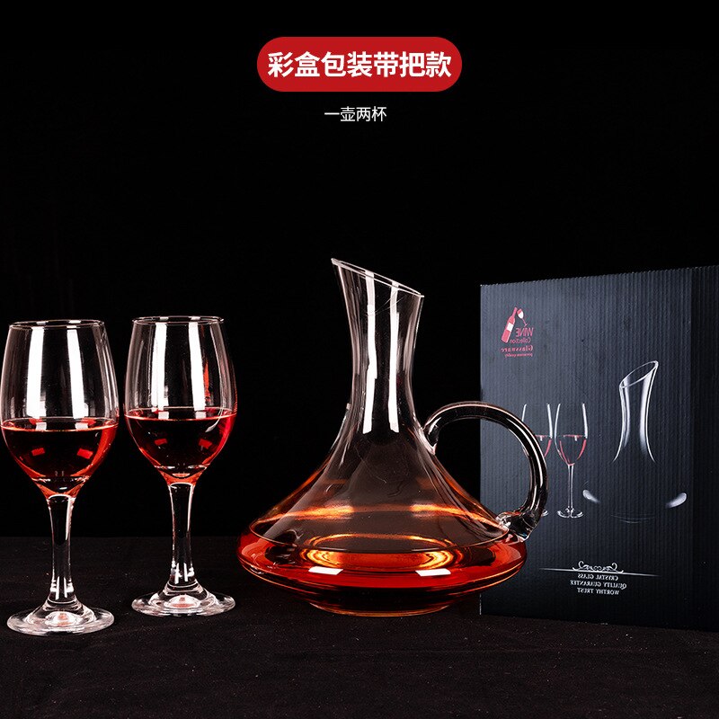 Decanter Set Combination Wine Set Crystal Glass Goblet Whiskey Vodka Decanter 1500ml Large Capacity Quick Decanter: B pot 2 cups (gift)