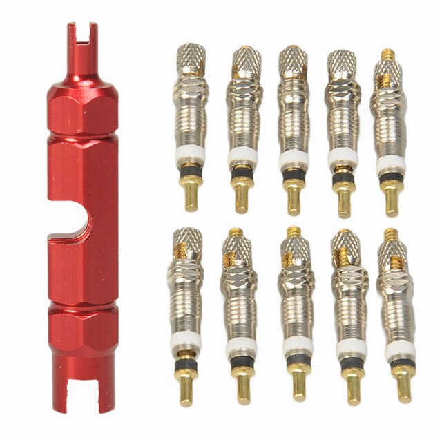 10Pcs Replacement VALVE CORES For Bicycle Mountain Road/MTB Bike Aluminum Alloy Tubeles Tubes Repair Tire Service Parts: Red