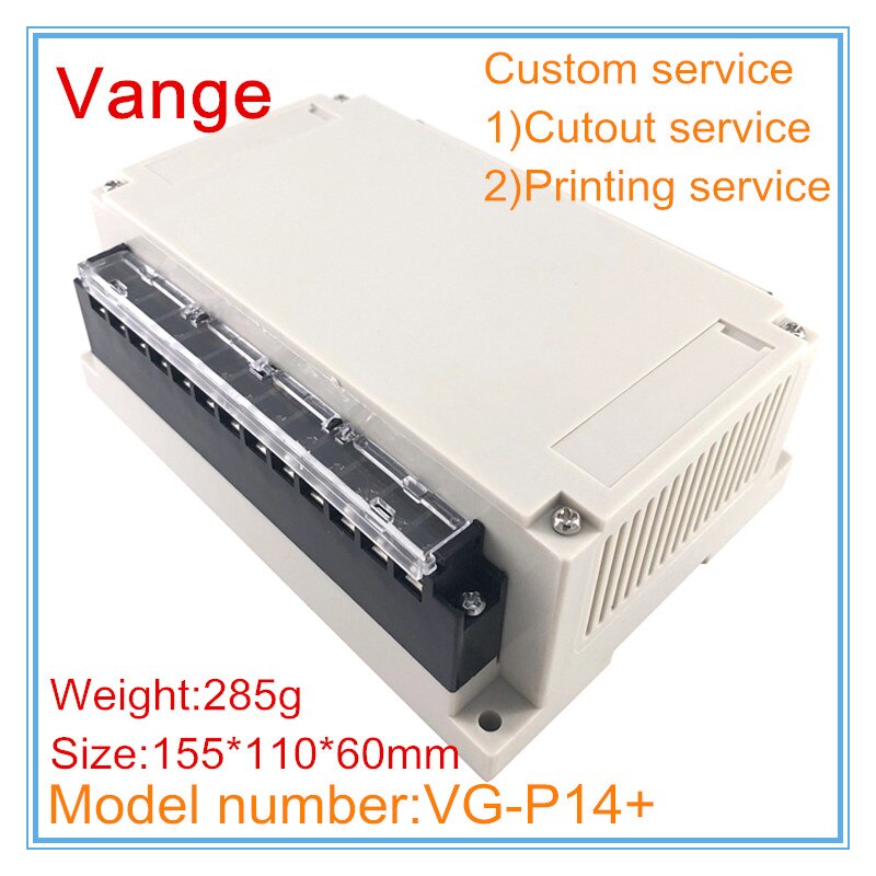 2pcs/lot PLC industrial control chassis junction box 155*110*60mm ABS plastic enclosure housing diy case terminal block for PCB