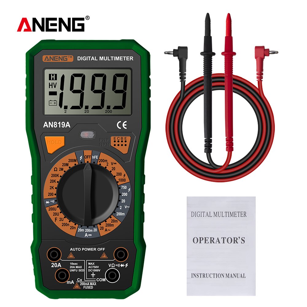 ANENG AN819A Digital Multimeter esrmeter true rms digital multimeter tester voltmeter battery tester multimetro richmet: green 1