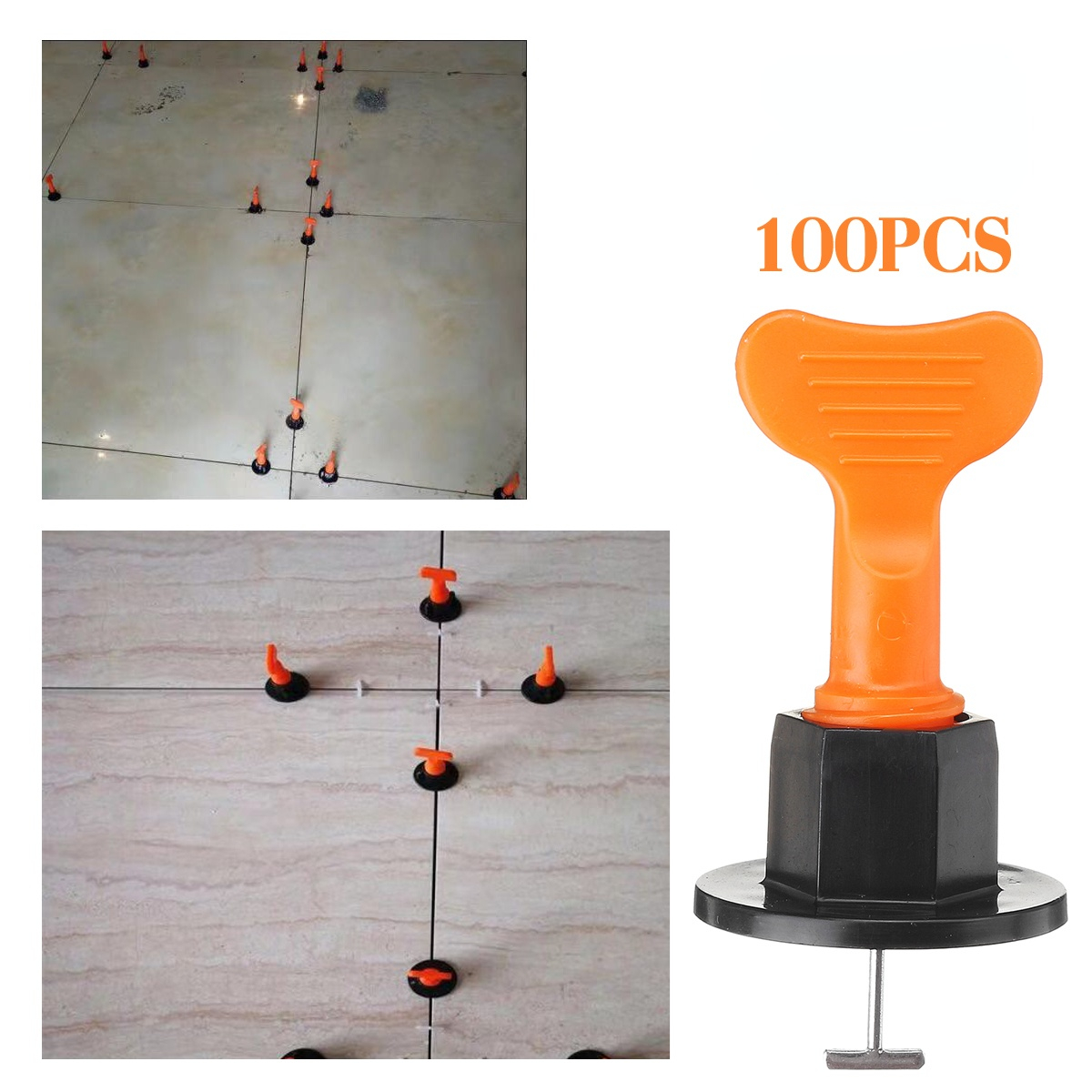 100Pcs/Set Alignment Tile Leveling Wedges Tile Spacers System Flat Ceramic Leveler for Floor Wall Construction Tools Locator
