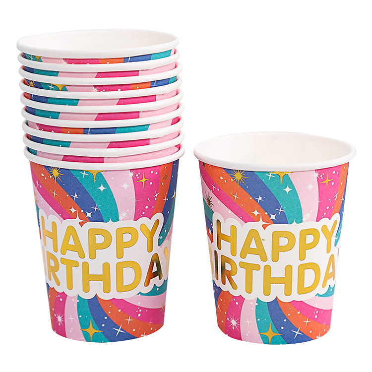 10Pcs Golden Cup Party Papier Servies Verjaardag Party Diner Plaat Stip Gestreepte Cup Voor Wedding Party Decoratie Collectie: 20style-cup-10pcs