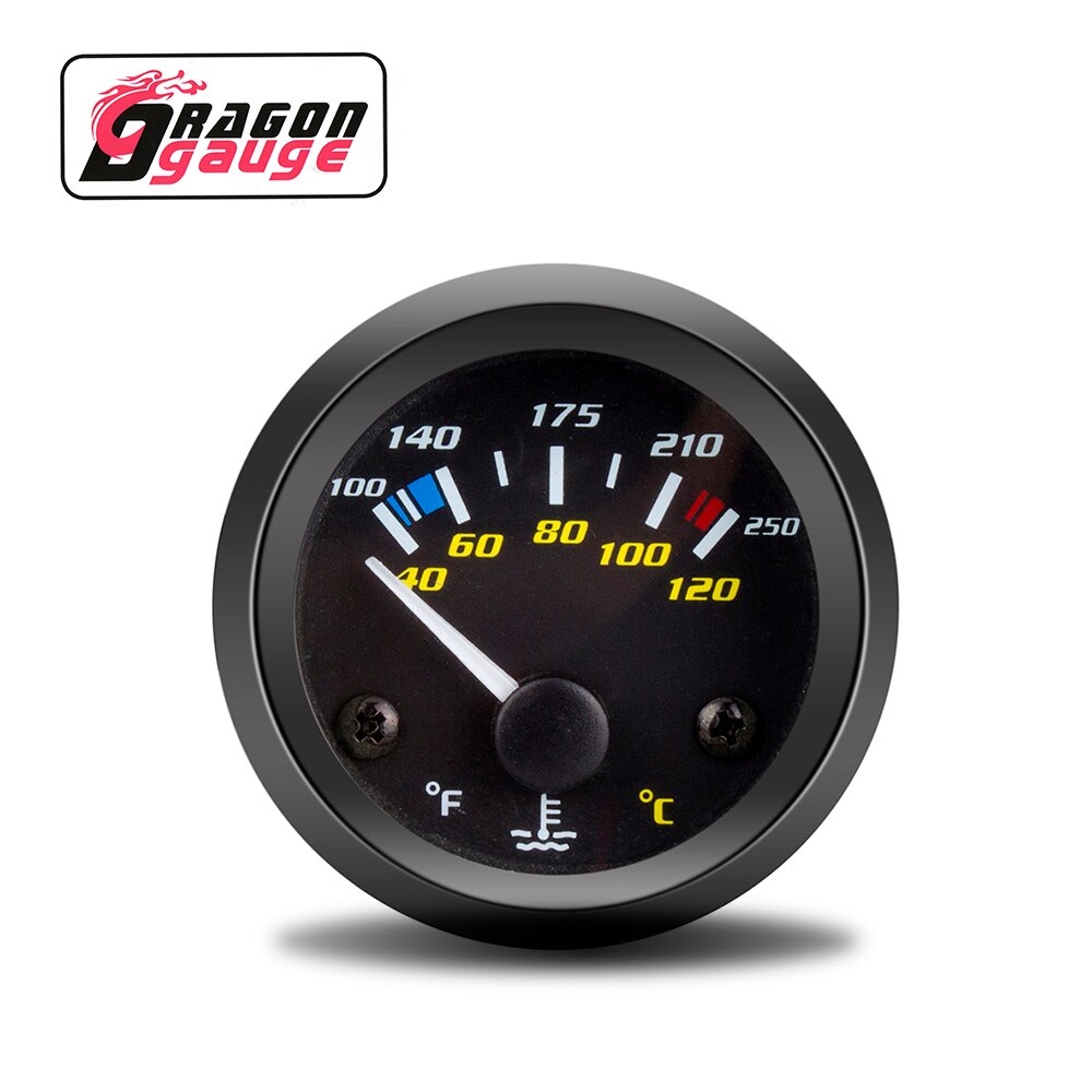 Medidor de temperatura del agua DRAGON 」 52mm, medidor de temperatura del agua ℃/℉ con Sensor de temperatura del agua, medidor de coche económico para coche de 12V: Water Temp Gauge C F