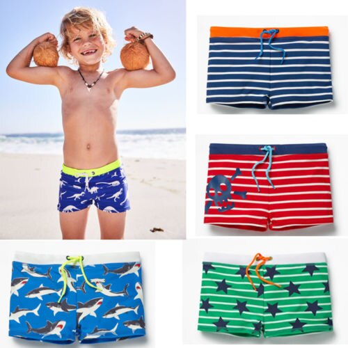 Brädshorts pojkar barn sommar strand badkläder simbadbyxor trunk randig storlek 1-6t
