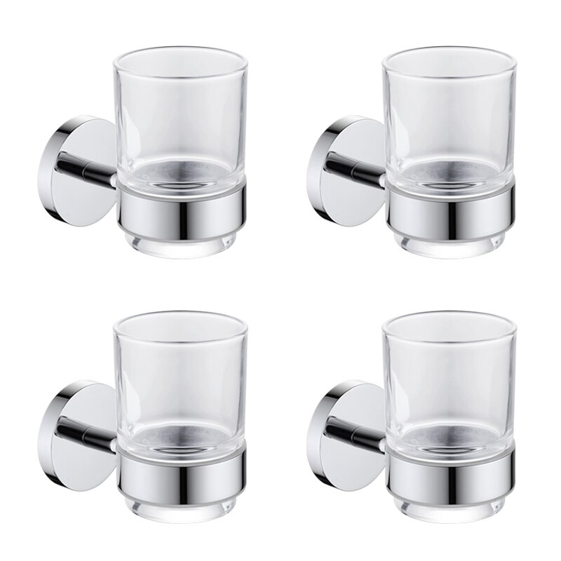 Porte-gobelet mural pour brosse à dents unique en acier inoxydable support de verre et poli, accessoires de salle de bain 304: 4pcs