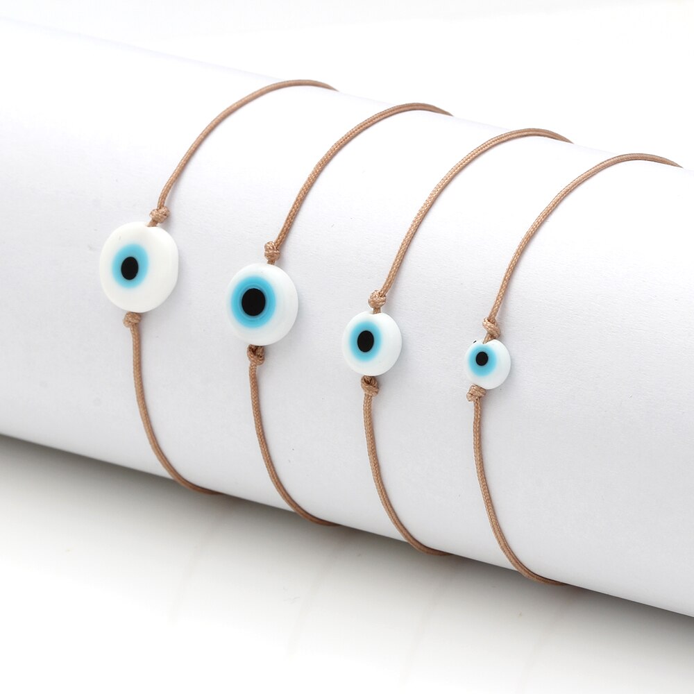 Lucky eye trançado azul mal olho pulseira vermelho azul preto corda corrente charme pulseira ajustável diy jóias para feminino ey6386