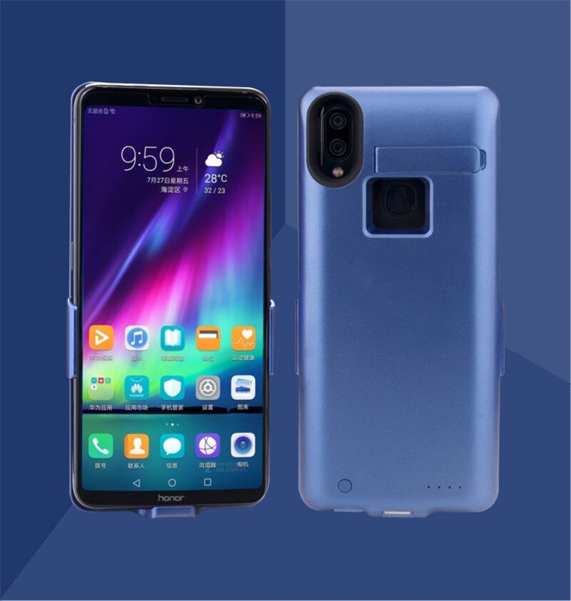 8000 mah voor huawei honor note 10 batterijhoesje, draagbare powerbank voor honor note 10 smartphone standaard batterijklepje: Blauw