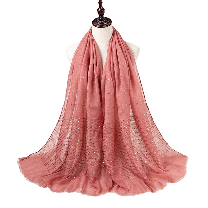 1PC Cotton And Linen Tassel Scarf Sequins Autumn And Winter Muslim Hijab Malay Headscarf: 1