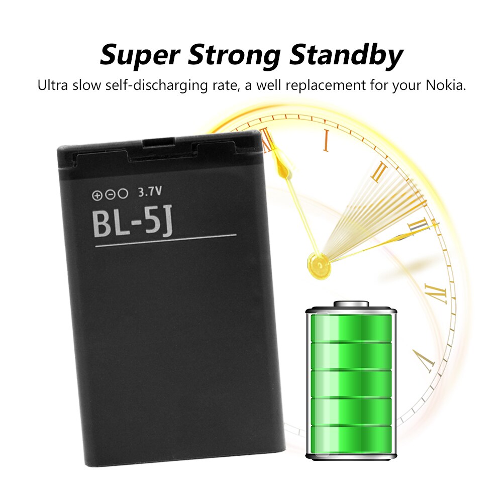 100% Originele Vervanging BL-5J Batterij Voor Nokia N900 Lumia 520 521 525 5230 5233 5238 5800 5802 X6 c3