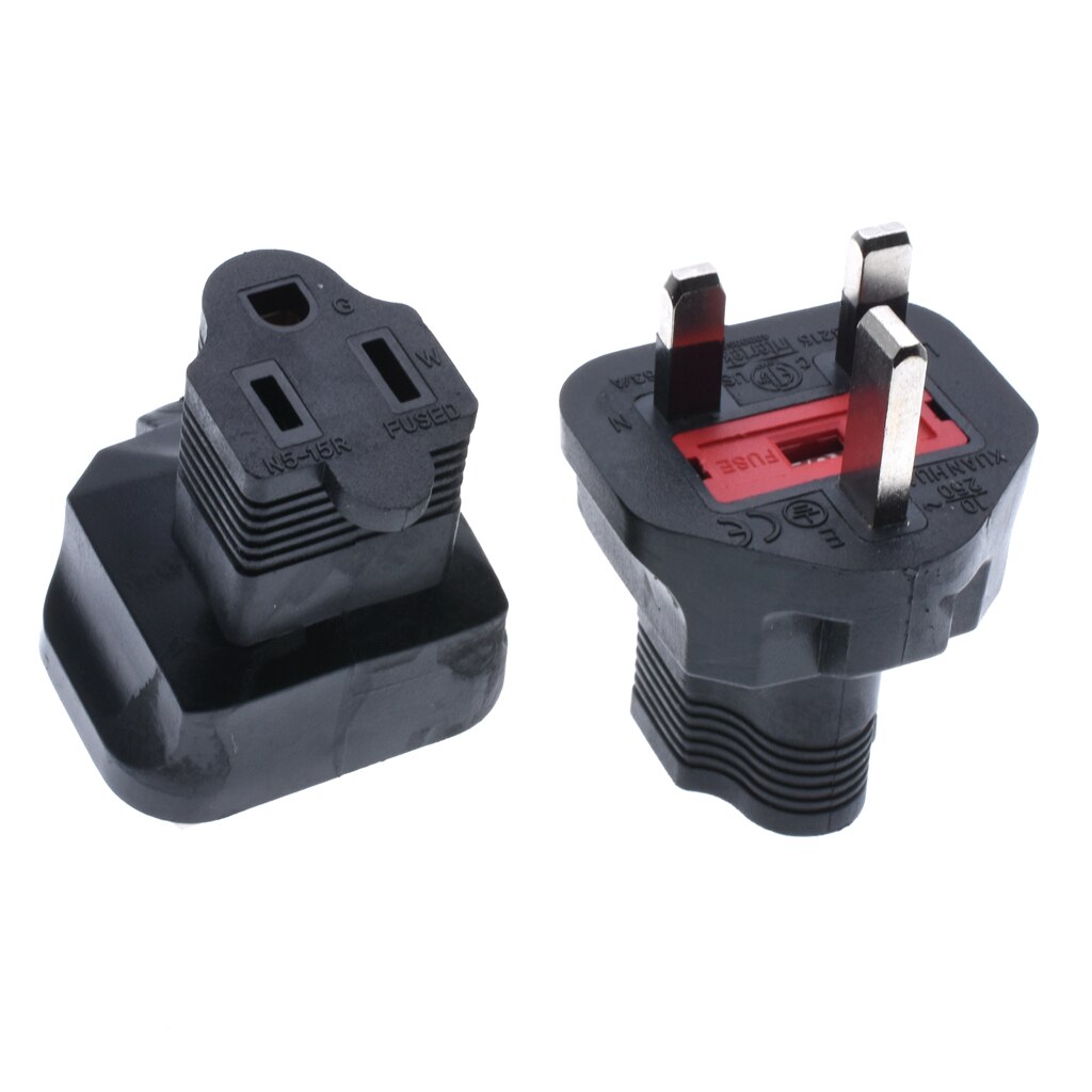 UK to NEMA 5-15R AC Conversion plug, BS-1363 TO NEMA 5-15R,13A/250V,With fuse Fused portable Plug Adapter