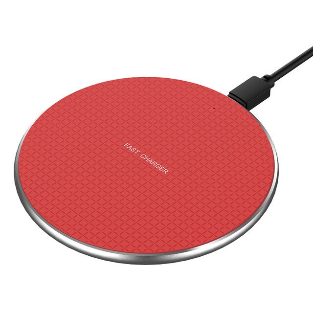 10W Qi Draadloze Oplader Voor Iphone 8 X Xr Xs Max QC3.0 10W Snelle Draadloze Opladen Voor Samsung s9 S8 Note 9 S10 Usb Lader Pad: Red