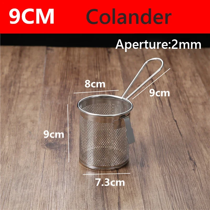 304 Rvs Koekenpan Gebakken Mand Koekenpan Filter Voedsel Vergiet Olielek Cacao Zeef Mesh Noodle Dumplings Zeef: Zilver