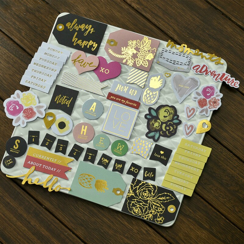 50pc Workday Labels Cardstock Die Cuts for Scrapbooking Happy Planner/Card Making/Journaling Project