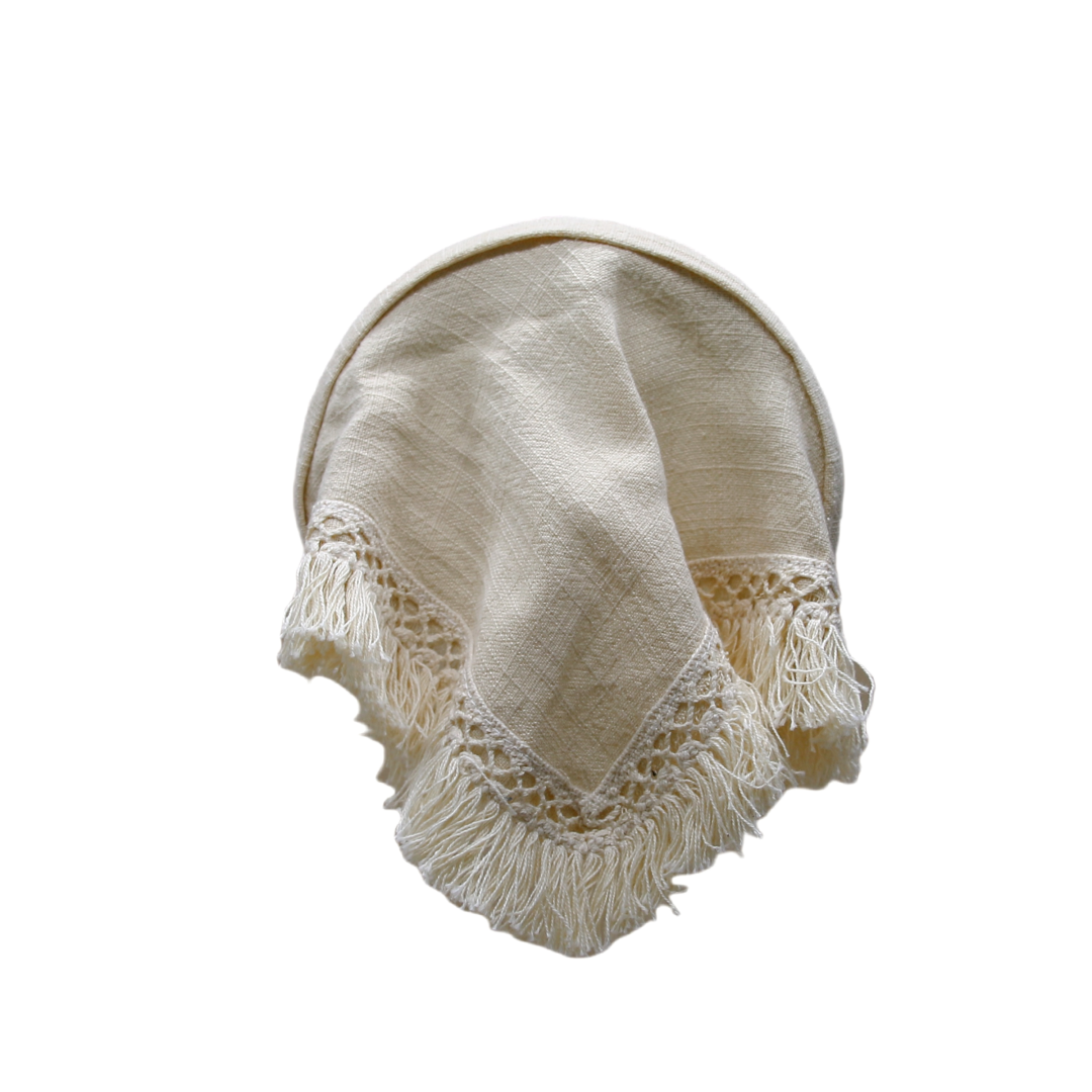 Bandana de tela vaquera para niña, Bandana de lino, accesorios para el cabello, novedad de primavera y verano: Marfíl