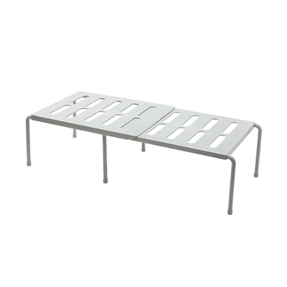 Retractable Shelf Stackable Sliding Rack Organizer Shelfs Kitchen Iron Storage Rack For Cabinets Tableware Countertops For Home: grey