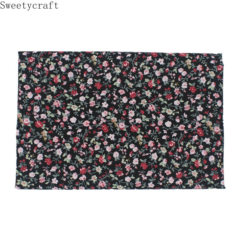 Tejido con estampado Floral de popelina, tejido de algodón de 14x50cm con de popelina para costura de retazos de ropa, vestido, blusa, accesorios hechos a mano
