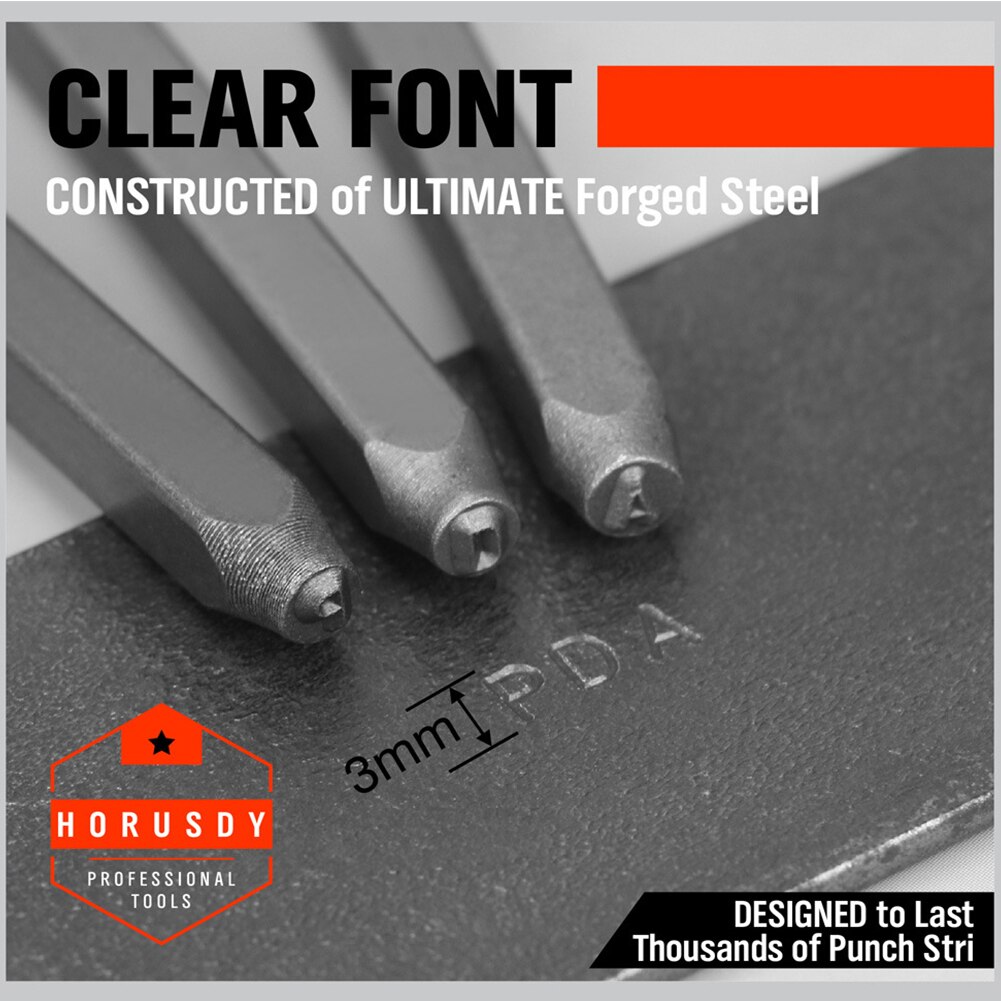 37pz impostato di punzoni per numeri e lettere impostato di punzoni cavi in metallo in acciaio temprato impostato di strumenti per bricolage artigianali