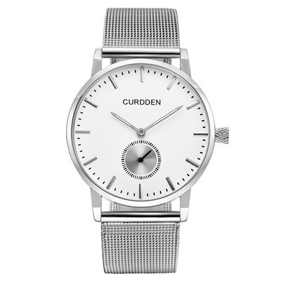 Brand CURDDEN Couple Watch Minimalist Casual Quartz Watch Men Women Waterproof Stainless Steel Relogio Masculino Marca: white-white