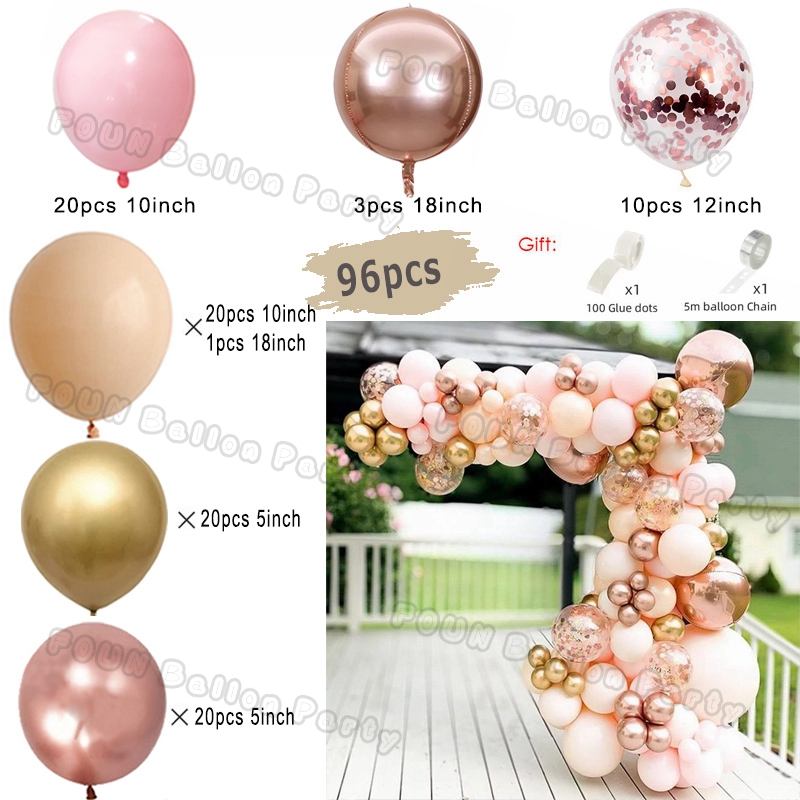 Kit de arco de guirnalda de Globos rosas, decoraciones para de cumpleaños, Foil de cumpleaños para niños, Globos de oro blanco, decoración de boda, Globos para Baby Shower: Emerald