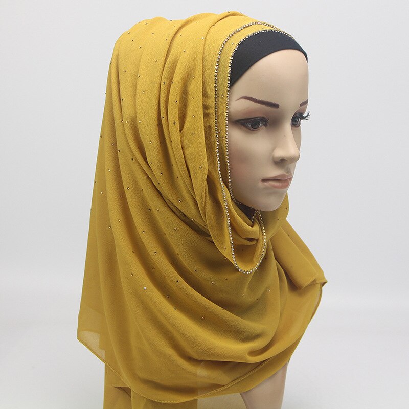 Yiwu usine femme musulmane en mousseline de soie chaude turquie arabe froissé hijab écharpe: Or