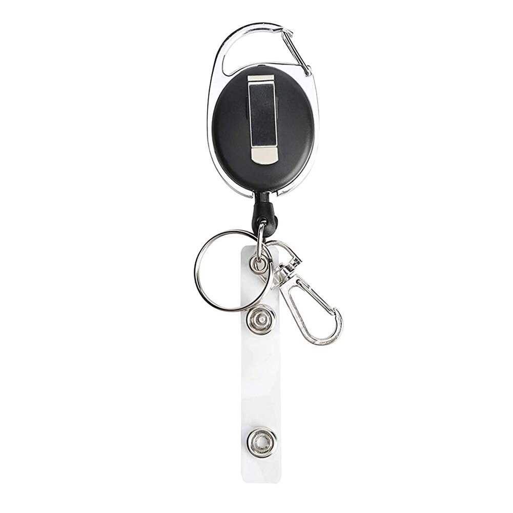 Porta Badge, Portachiavi Retrattile A 3 Pezzi, Moschettone Con Cordino Telescopico Retrattile Estensibile Cordino In Acciaio Nero 98652466 - 5