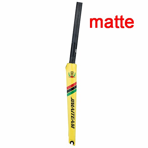 JIMAITEAM vélo fourche avant VTT fourche avant vélo de route fourche avant en Fiber de carbone fourche avant accessoires de vélo: yellow matte