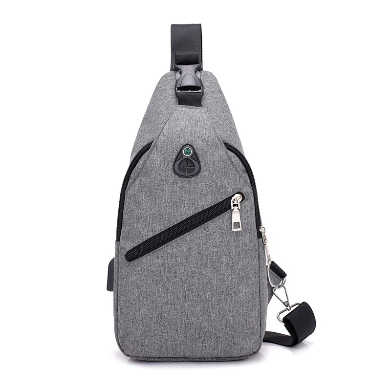 Moderno Paquete de bolsos de un solo hombro para hombre, bolso cruzado con carga USB, mochila antirrobo de una sola Correa: Gray