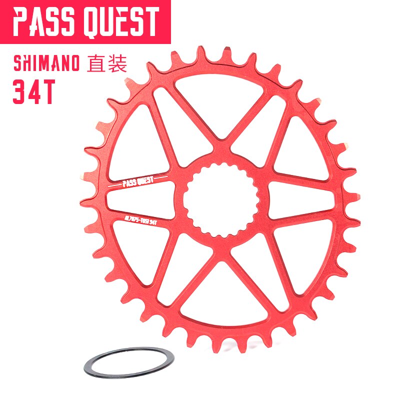 PASS QUEST oval bike Chainring 30/32/34/36/38/40T MTB Narrow Wide Bicycle Chainwheel for deore xt M7100 M8100 M9100 12S Crankset: oval 34T red