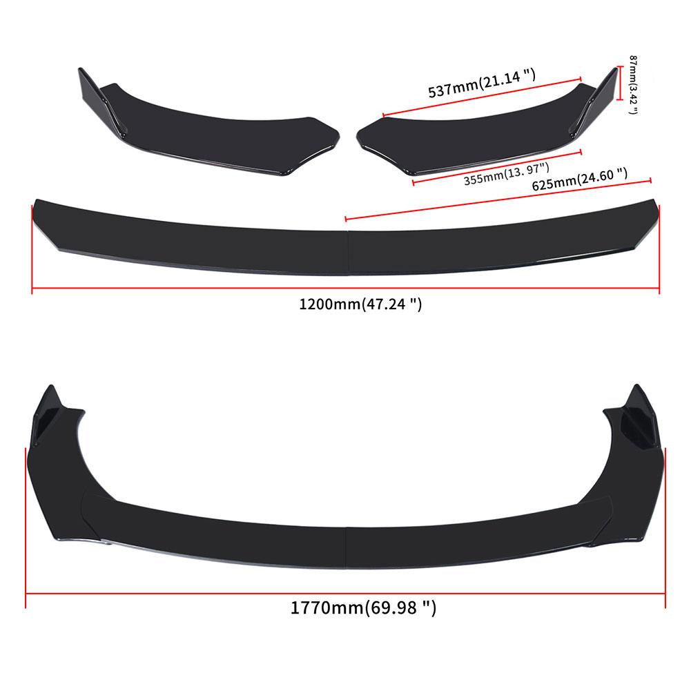 Spoiler Diffuser Car Front Bumper Splitter PP Left Car Front Bumper Splitter Right Bright BlackCar Front Bumper Auto Body Kits