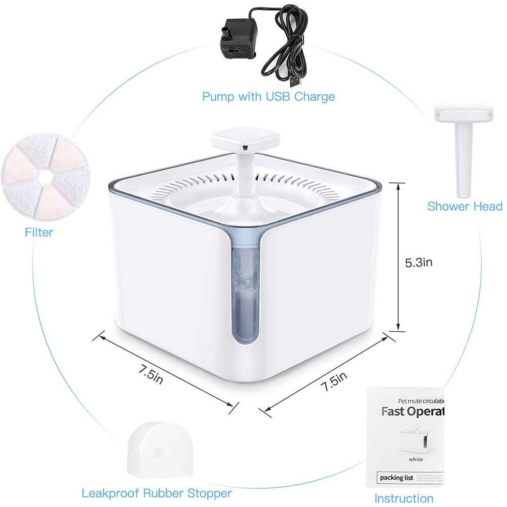 3L Automatic Cat Water Fountain Drinking with View Window Super Quiet Pet Water Dispenser 2 Water Modes Anti-Dry Protection