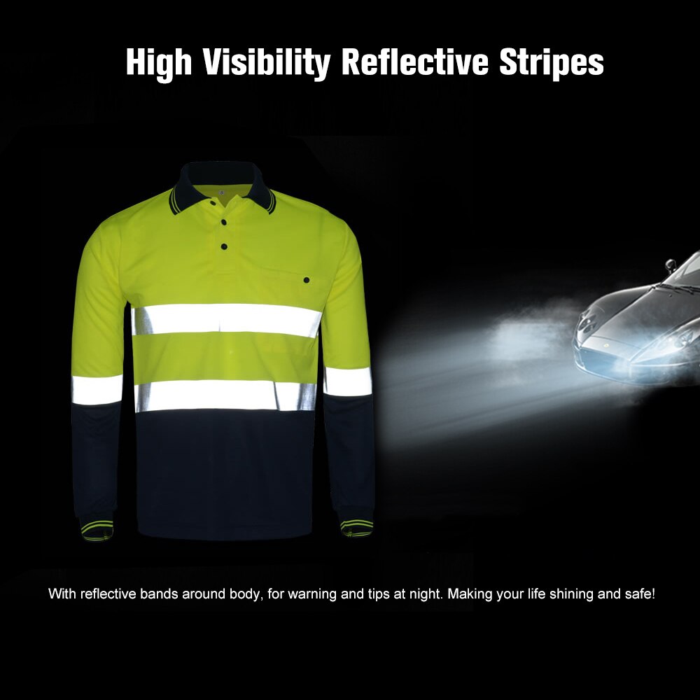 Sfvest säkerhetströja med hög synlig ficka t-shirt silver reflexband för män fukttransporterande säkerhetsskjorta