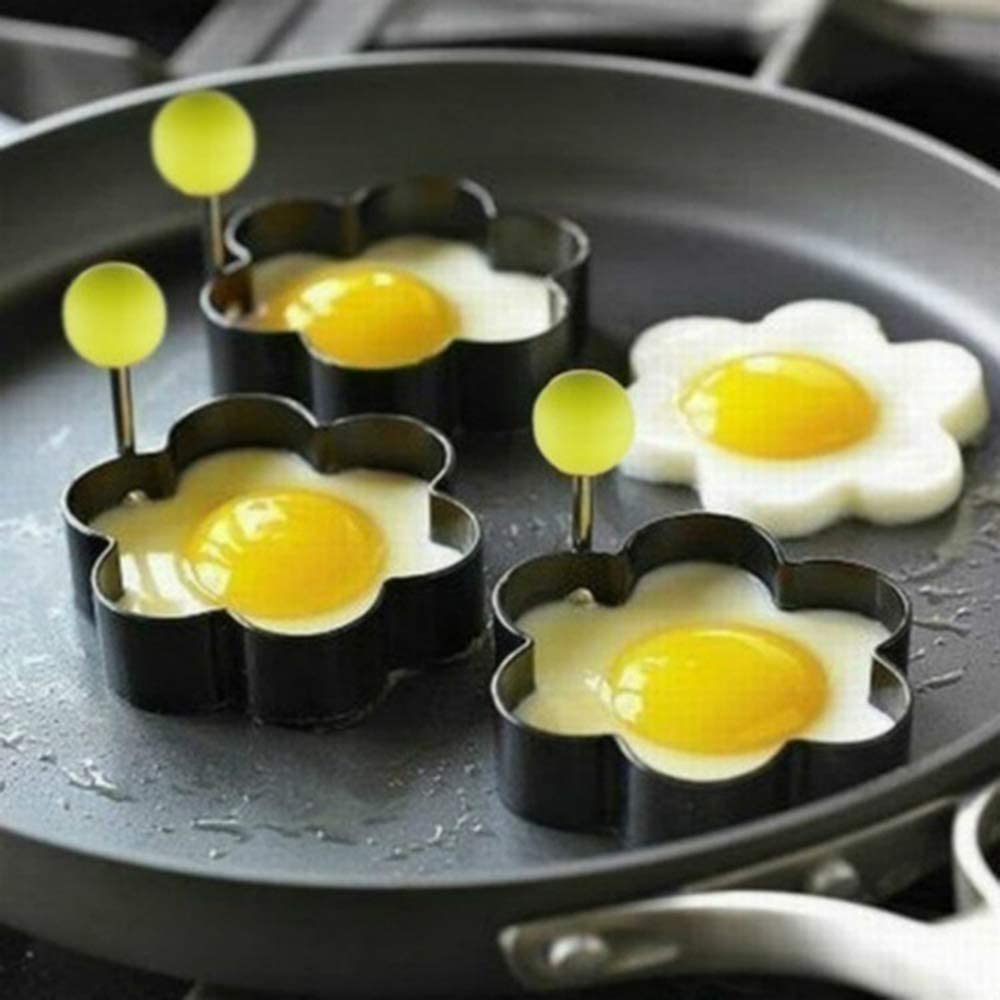 4pcs/Set Egg Mould Fried Egg Rings for Frying Poached Egg Maker Star/Heart/Round/Flower Shaper Kitchen Egg Tool
