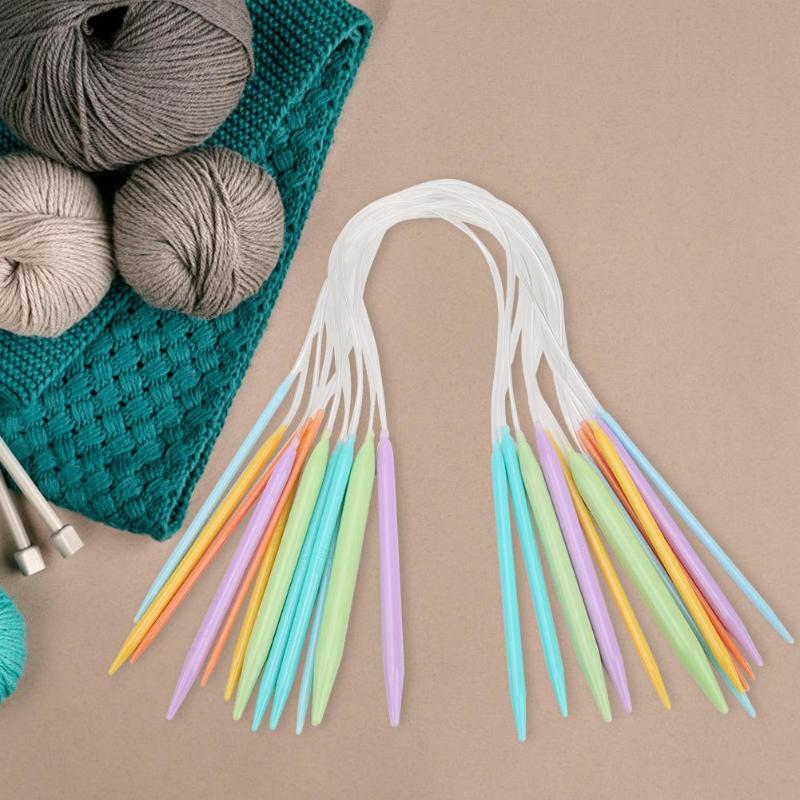 12 par plast sy sy nåler godteri farge endre hodet sirkulære skjerf strikkepinne ringe sett diy vevde verktøy
