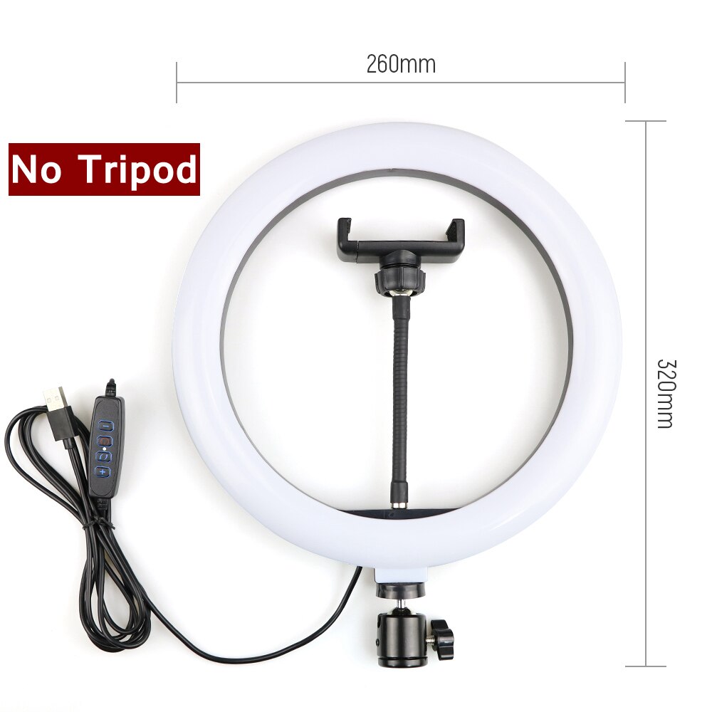 Profession desktop fotografering led ringlys med stativ stativ telefonholder ring lampe til fotostudio nail art video ringlys: Kun 26cm lys